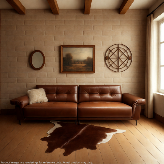 Warm bronze brown leather 4-seater couch