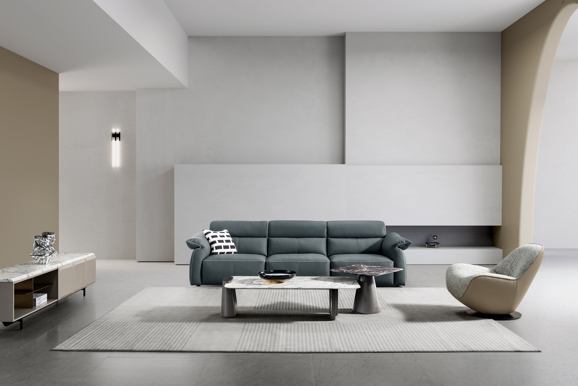 Minimalist Living Room Setup with 4-Seater Sofa