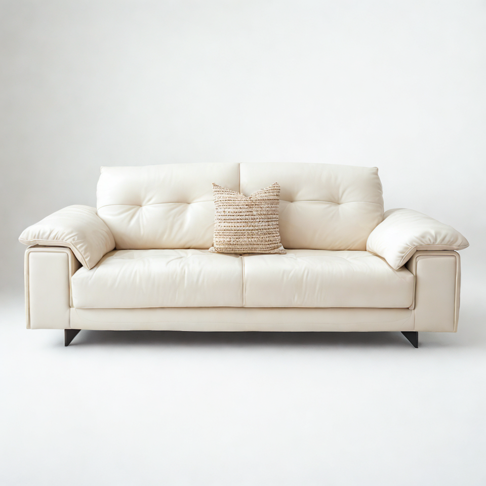 Elys 3-seater leather sofa – front view – INK Furniture NZ couch
