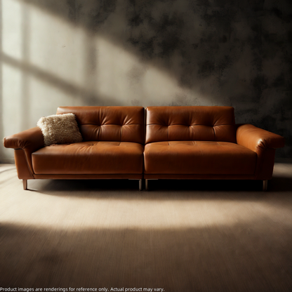 Vintage style leather sofa in NZ home setting