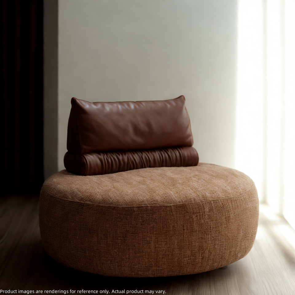 Sculptural modular single sofa with dual materials – INK Furniture NZ