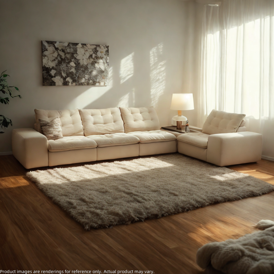 Off white sectional fabric sofa with low profile – NZ family lounge