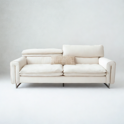 Eury 3-seater fabric sofa in off white – NZ couch with feather cushions