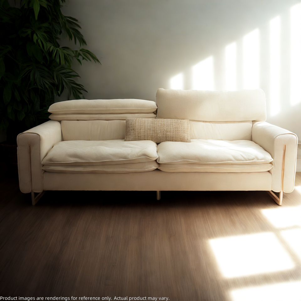 Feather-filled seat cushion couch in off white – Eury by INK