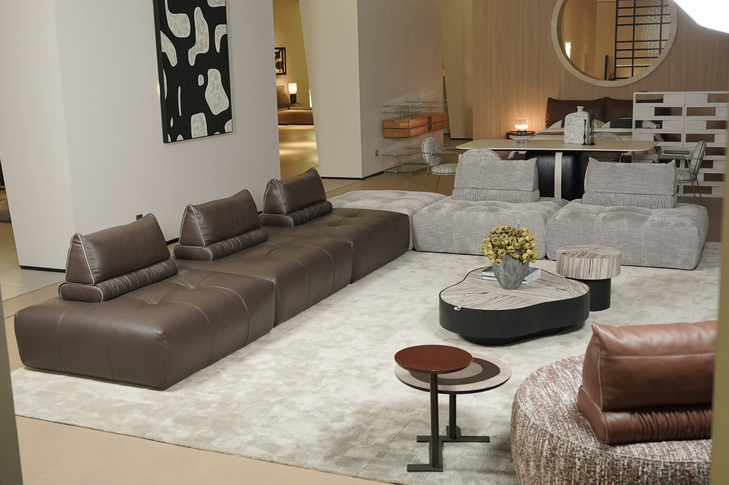 Neso Modular Leather & Fabric Sofa